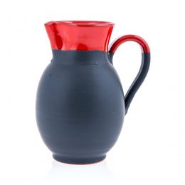 Ceramic Decanter or Pitcher - Modern & Stylish Handmade, Red & Grey 6.7'' (17cm)