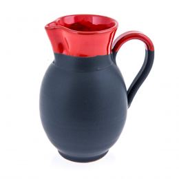 Ceramic Decanter or Pitcher - Modern & Stylish Handmade, Red & Grey 6.7'' (17cm)