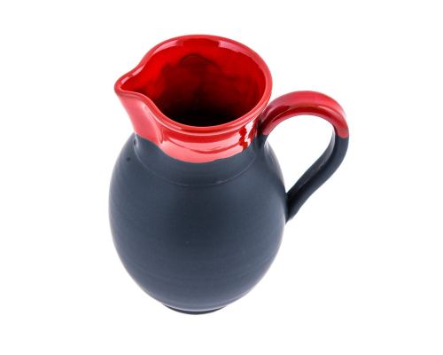 Ceramic Decanter or Pitcher - Modern & Stylish Handmade, Red & Grey 6.7'' (17cm)