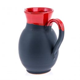 Ceramic Decanter or Pitcher - Modern & Stylish Handmade, Red & Grey 6.7'' (17cm)