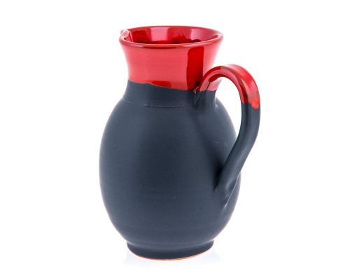 Ceramic Decanter or Pitcher - Modern & Stylish Handmade, Red & Grey 6.7'' (17cm)