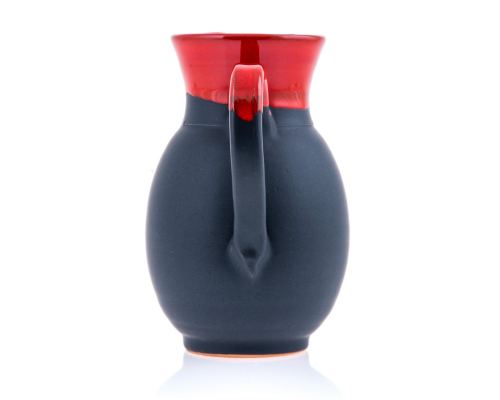 Ceramic Decanter or Pitcher - Modern & Stylish Handmade, Red & Grey 6.7'' (17cm)