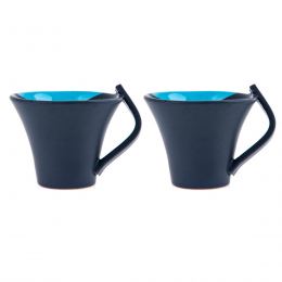 Mug or Cup Set of 2 - Modern Handmade Ceramic, Blue & Grey 4.7'' (12cm)