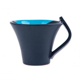 Mug or Cup Set of 2 - Modern Handmade Ceramic, Blue & Grey 4.7'' (12cm)