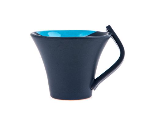 Mug or Cup Set of 2 - Modern Handmade Ceramic, Blue & Grey 4.7'' (12cm)