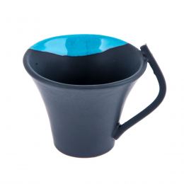 Mug or Cup Set of 2 - Modern Handmade Ceramic, Blue & Grey 4.7'' (12cm)