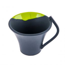 Mug or Cup Set of 2 - Modern Handmade Ceramic, Green & Grey 4.7'' (12cm)