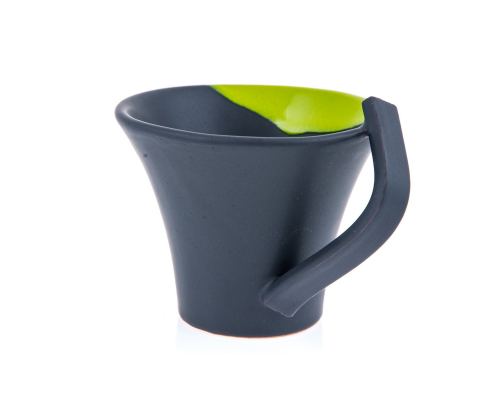 Mug or Cup Set of 2 - Modern Handmade Ceramic, Green & Grey 4.7'' (12cm)