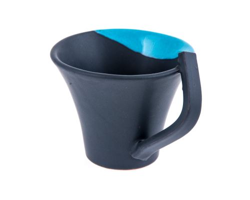 Mug or Cup Set of 6 - Modern Handmade Ceramic, Blue & Grey 4.7'' (12cm)