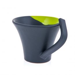 Mug or Cup Set of 6 - Modern Handmade Ceramic, Green & Grey 4.7'' (12cm)