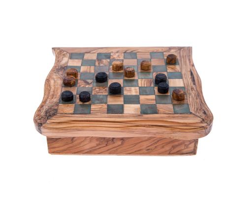 Σετ 4 Παιχνίδια από Ξύλο Ελιάς με Κουτί (Σκάκι, Ντόμινο, Ντάμα & Solitaire) 