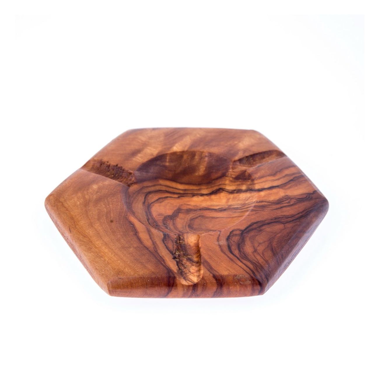 Olive Wood Ashtray, Hexagon Design