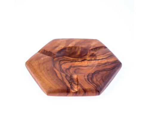 Olive Wood Ashtray, Hexagon Design