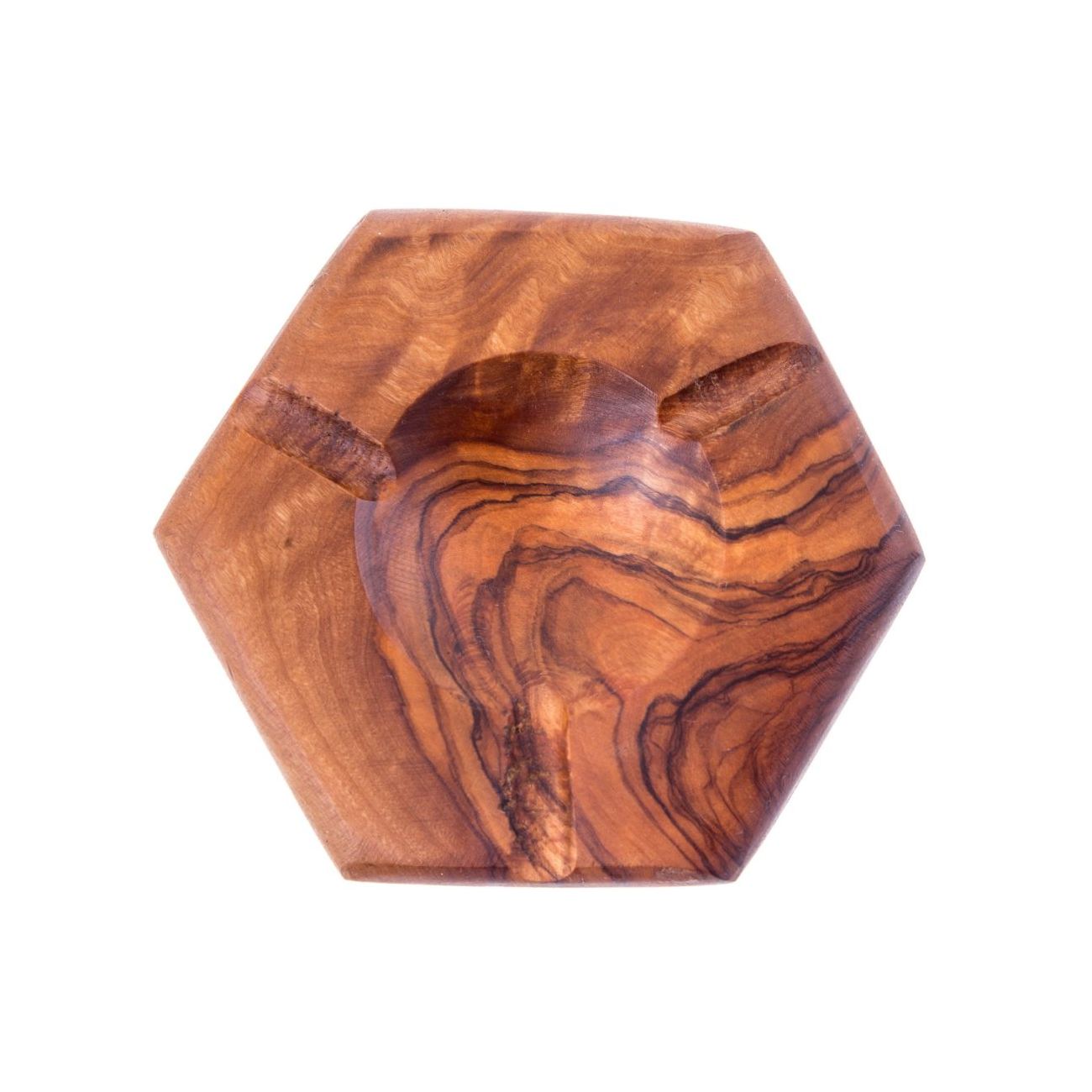Olive Wood Ashtray, Hexagon Design