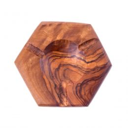 Olive Wood Ashtray, Hexagon Design