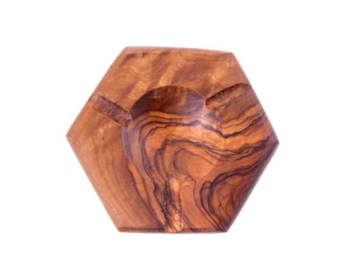 Olive Wood Ashtray, Hexagon Design