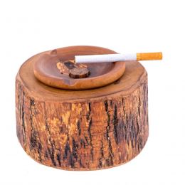 Olive Wood Ashtray, Rustic Round Style