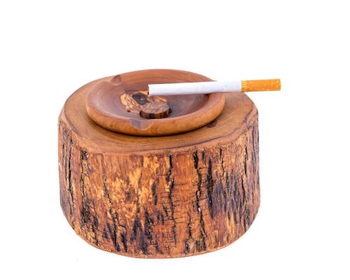 Olive Wood Ashtray, Rustic Round Style