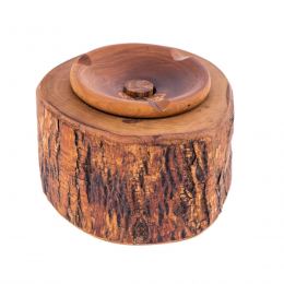 Olive Wood Ashtray, Rustic Round Style