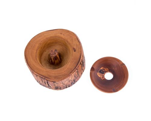 Olive Wood Ashtray, Rustic Round Style