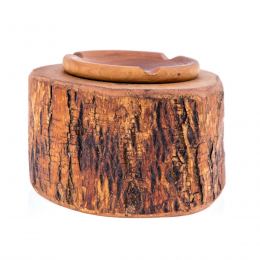 Olive Wood Ashtray, Rustic Round Style