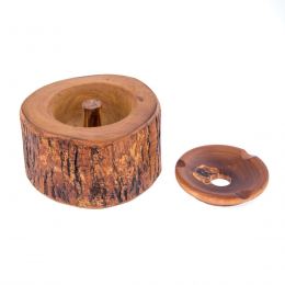 Olive Wood Ashtray, Rustic Round Style