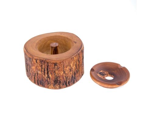 Olive Wood Ashtray, Rustic Round Style