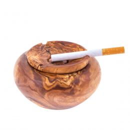 Olive Wood Ashtray with Cover, Round Shape