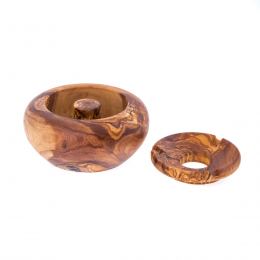 Olive Wood Ashtray with Cover, Round Shape