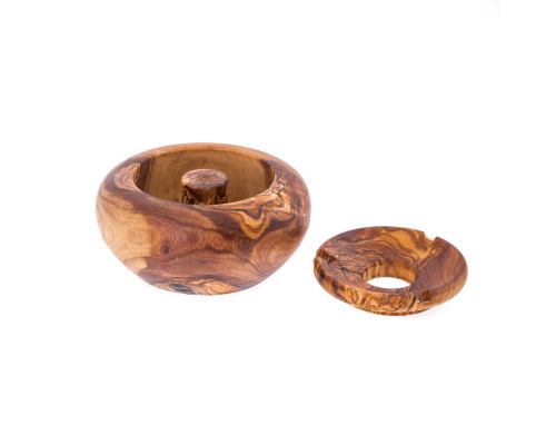 Olive Wood Ashtray with Cover, Round Shape