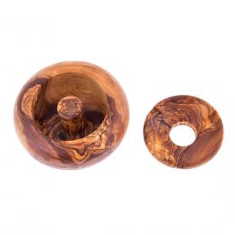 Olive Wood Ashtray with Cover, Round Shape