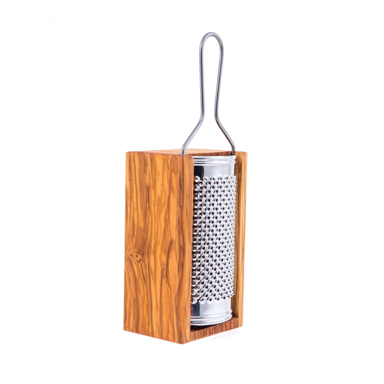 Olive Wood Cheese Grater With Storage Compartment For Grated