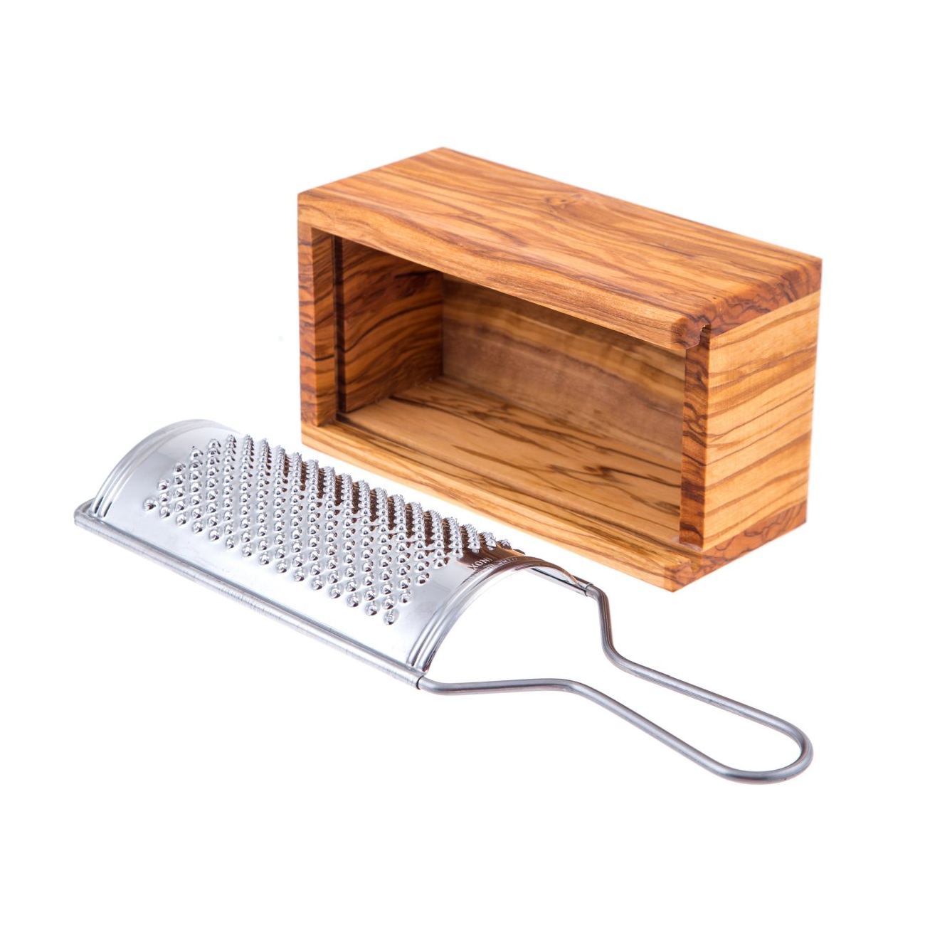 Olive Wood Cheese Grater With Storage Compartment For Grated