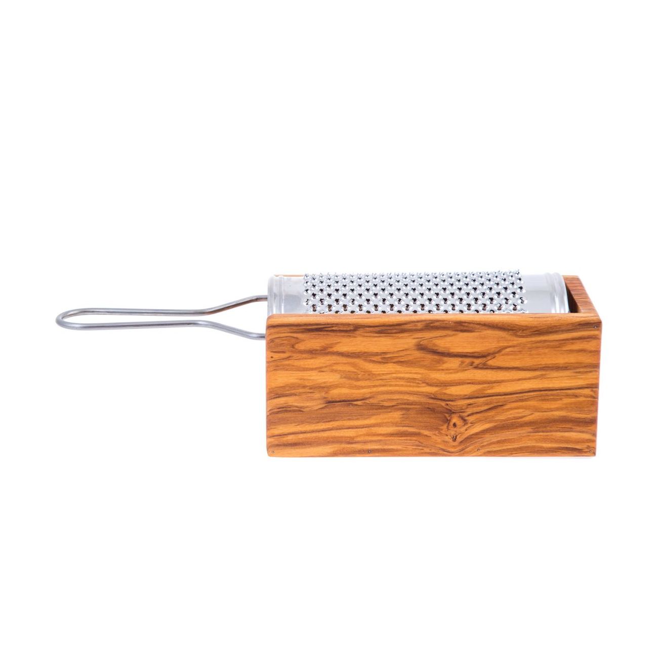 Olive Wood Cheese Grater With Storage Compartment For Grated