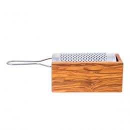 Olive Wood Cheese Grater with Storage Compartment for Grated Cheese