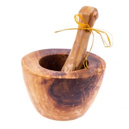 Olive Wood Mortar and Pestle or Crusher - Handmade Kitchen Tool - Classic Style - 5.5" (14cm)