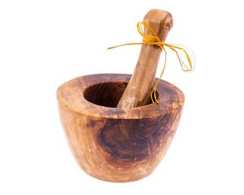 Olive Wood Mortar and Pestle or Crusher - Handmade Kitchen Tool - Classic Style - 5.5" (14cm)