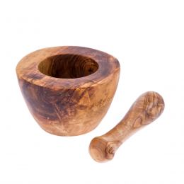 Olive Wood Mortar and Pestle or Crusher - Handmade Kitchen Tool - Classic Style - 5.5" (14cm)