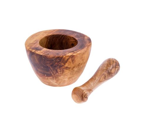 Olive Wood Mortar and Pestle or Crusher - Handmade Kitchen Tool - Classic Style - 5.5" (14cm)