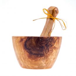 Olive Wood Mortar and Pestle or Crusher - Handmade Kitchen Tool - Classic Style - 5.5" (14cm)