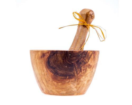 Olive Wood Mortar and Pestle or Crusher - Handmade Kitchen Tool - Classic Style - 5.5" (14cm)