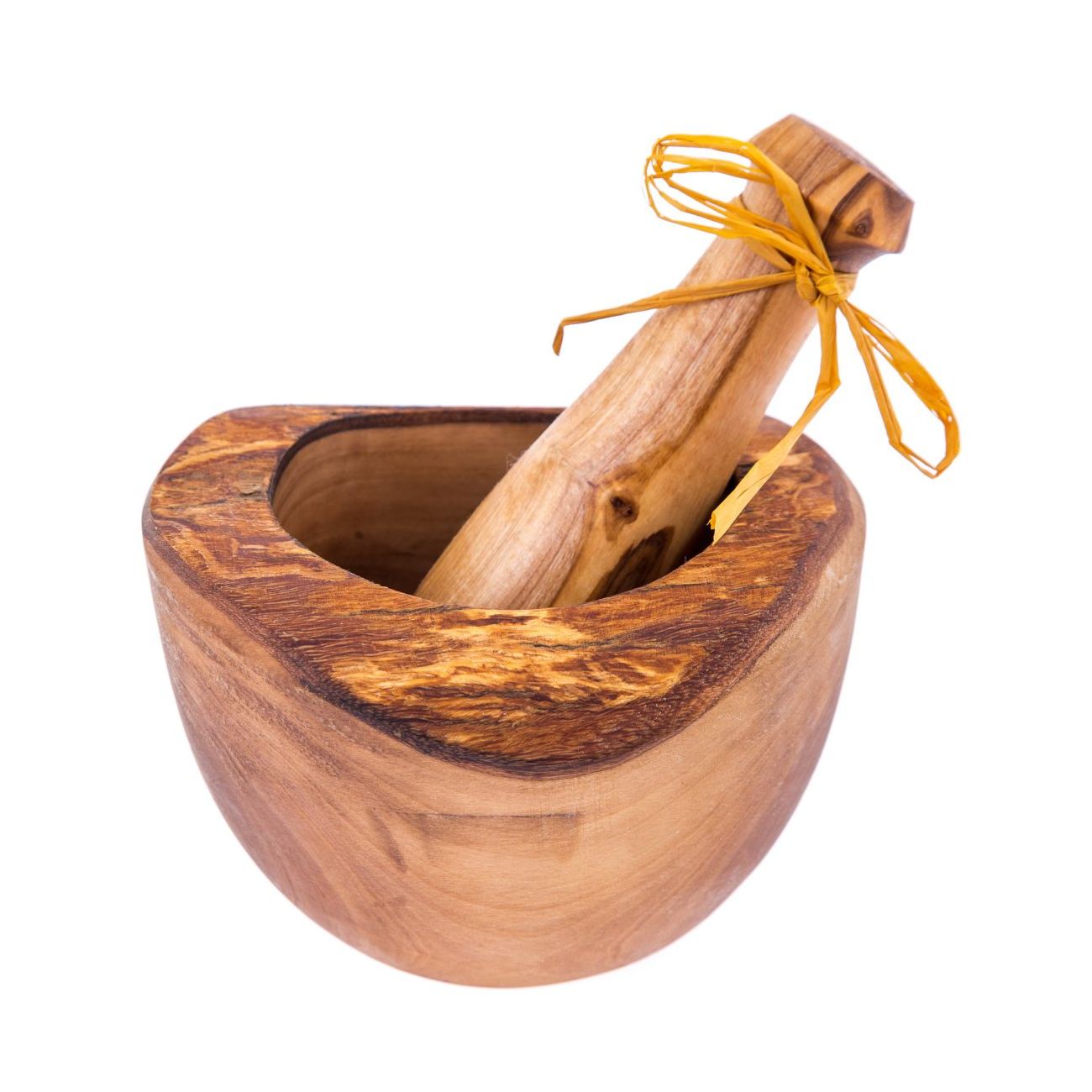 BeldiNest Handcrafted Olive Wood 5 Rustic Edge Mortar and Pestle Handmade Crush Spices Garlic Smasher Large Molcajete BN-RMP10-167-1