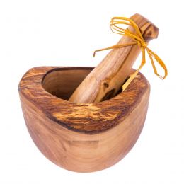 Olive Wood Mortar and Pestle or Crusher - Handmade Kitchen Tool - Rustic Style - 5.5" (14cm)