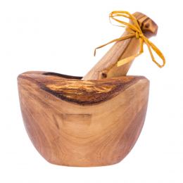 Olive Wood Mortar and Pestle or Crusher - Handmade Kitchen Tool - Rustic Style - 5.5" (14cm)