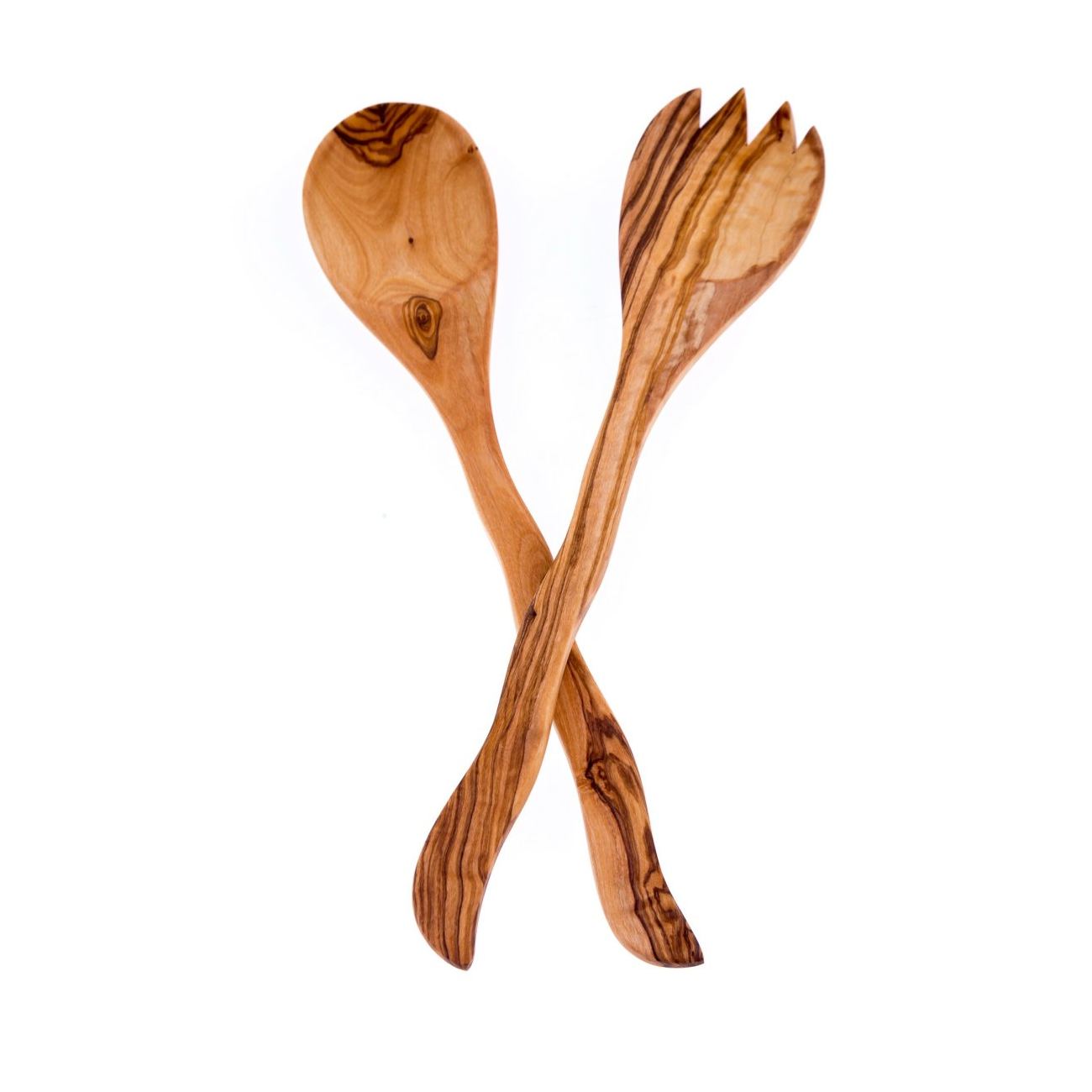 Olive Wood Kitchen Utensils Set of 2 Handmade Cooking or Serving