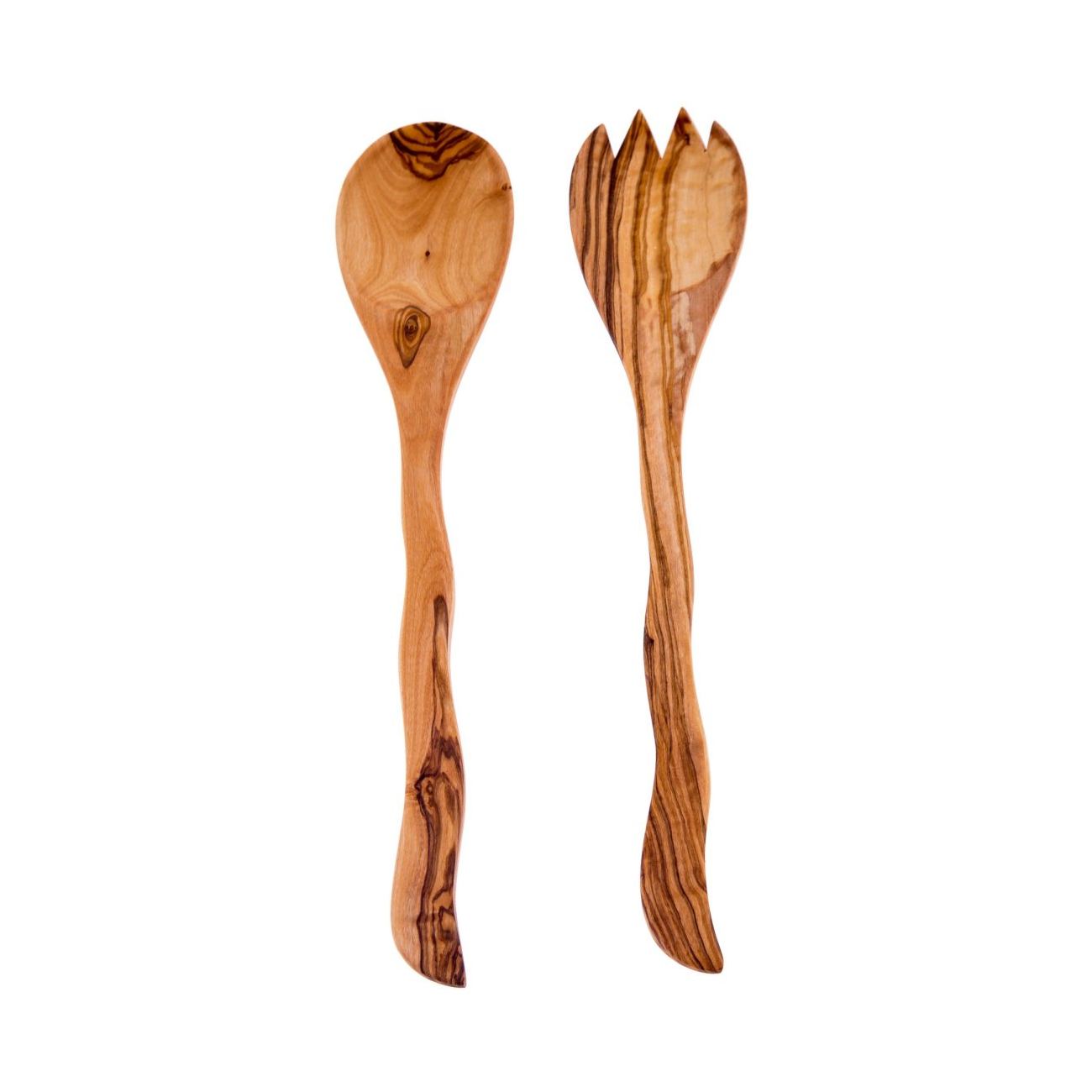 Olive Wood Kitchen Utensils Set of 2 Handmade Cooking or Serving