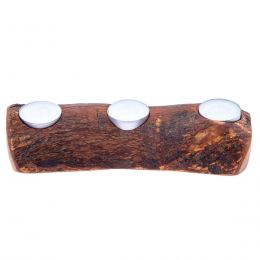 Olive Wood, Rustic Branch, 3 Tea Light Candle Holders