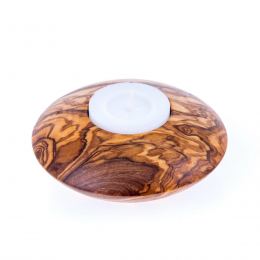 Olive Wood Set of Hexagon Ashtray, Round Tea Light Candle Holder & Round Set of 6 Drink Serving Coasters with Holder