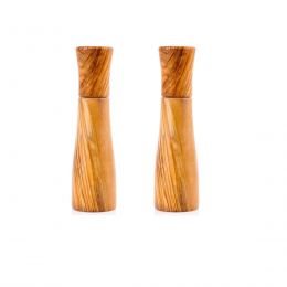 Set of 2 Olive Wood Salt and Pepper Mills or Salt and Pepper Grinders, Modern Style