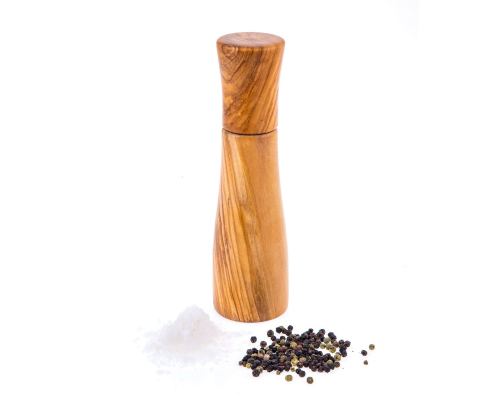 Set of 2 Olive Wood Salt and Pepper Mills or Salt and Pepper Grinders, Modern Style